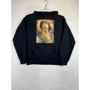 Pulp Fiction Mia Wallace Religious Art Graphic Hoodie Black Mens Medium